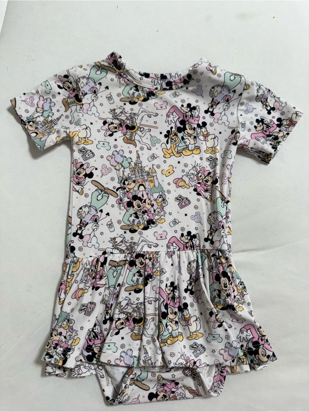 Disney Minnie Mouse Pink & Mint Ruffle Skirt Baby Girl Dress